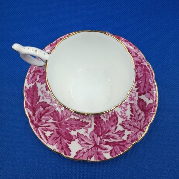 MCM Coalport Maple Time Demitasse Cup & Saucer Pink & White English Bone China - Picture 8 of 10